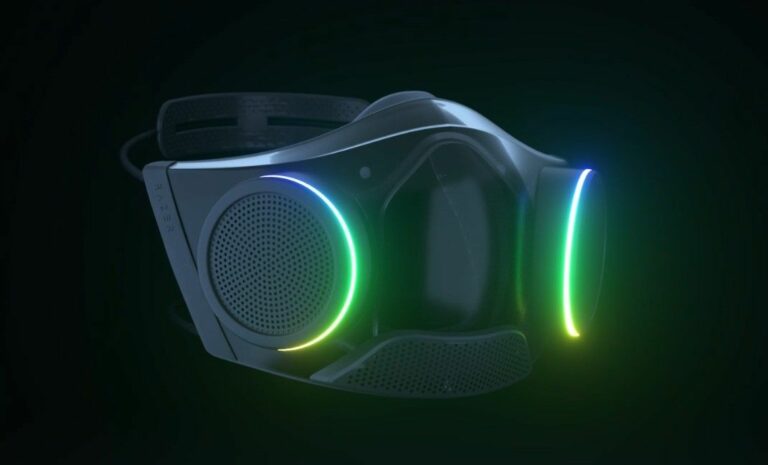 Screengrab of the Razer Zephyr RGB face mask from the company