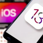 Unofficial iOS 18 logo on an iPhone