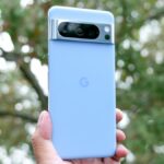 Google Pixel 8 Pro held in hand.