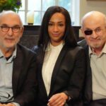 Author Salman Rushdie (right) poses for a picture with his fifth wife Rachel Eliza Griffiths and former BBC Arts supremo Alan Yentob