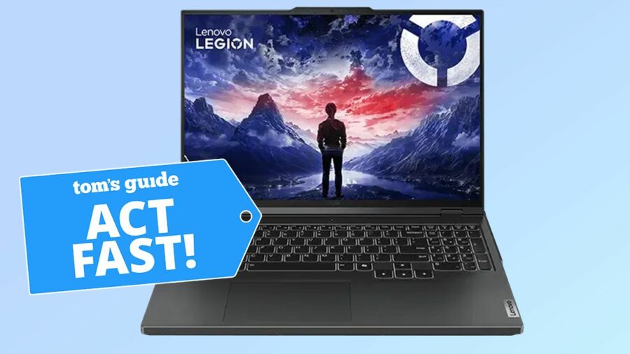 Lenovo Legion Pro 51 gaming laptop in front of a light blue background.