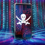 A picture of a skull and bones on a smartphone depicting malware