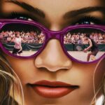 The Challengers poster features a large image of Zendaya wearing sunglasses that reflect two tennis players