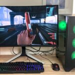 MSI Codex R2 gaming pc on a desk playing Cyberpunk 2077