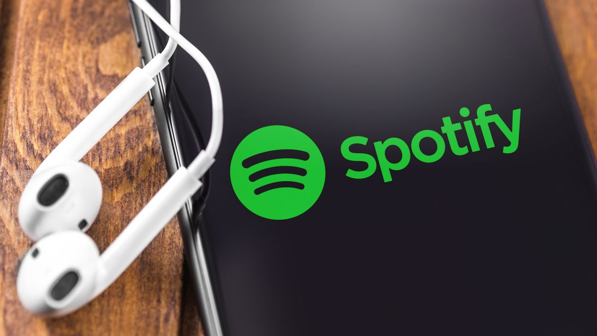 Smartphone running Spotify