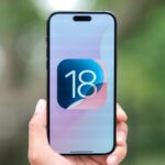 iOS 18 logo on an iPhone 15 Pro