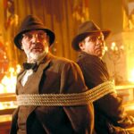 Sean Connery and Harrison Ford are tied up in a fiery room in Indiana Jones and the Last Crusade