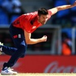 Mark Wood bowling for England against Oman in the Namibia vs England live stream