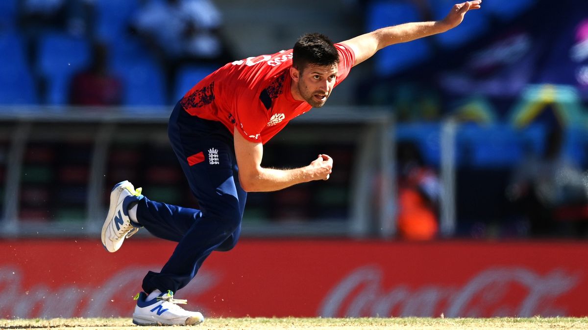 Mark Wood bowling for England against Oman in the Namibia vs England live stream