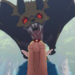 A giant bat swoops down, mouth open, at Marcille in a still from the fantasy Netflix anime,