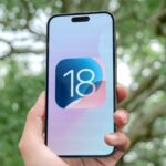 iOS 18 logo on an iPhone 15 Pro