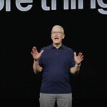 Tim Cook on stage at WWDC 2023