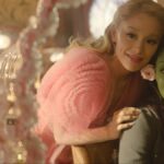 Glinda (Ariana Grande) hugs Elphaba (Cynthia Erivo) in Jon M. Chu