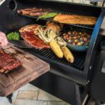 Food being made on a Traeger grill