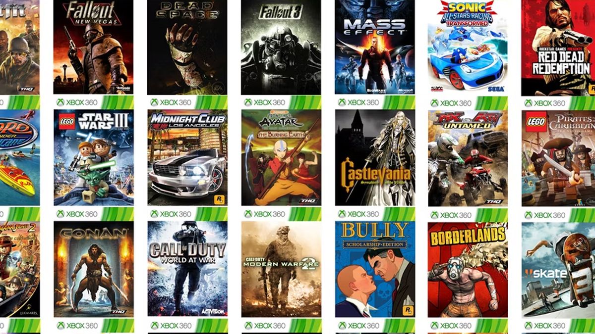 Varies box arts for multiple Xbox 360 games.