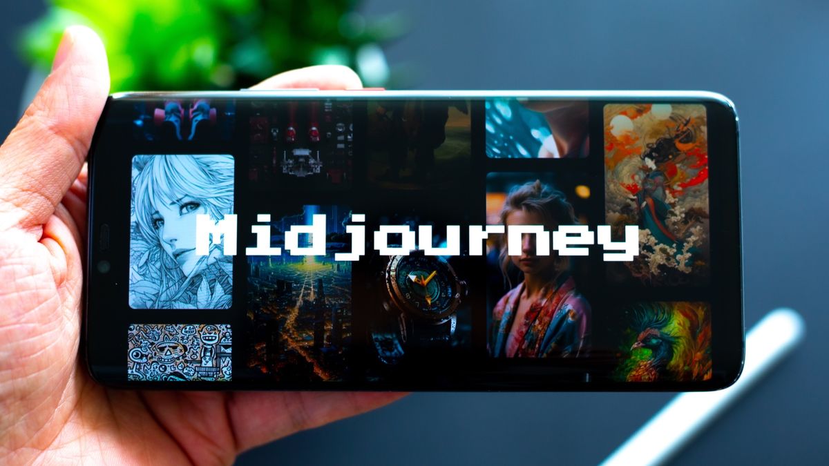 Midjourney logo on phone