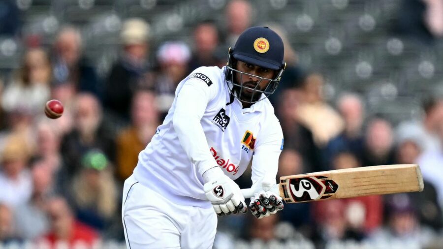 Kamindu Mendis batting for Sri Lanka ahead of the Lord's Test 2024 for the England vs Sri Lanka 2nd Test 2024 live stream