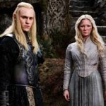 Charlie Vickers as Sauron and Morfydd Clark as Galadriel in The Lord of the Rings: The Rings of Power season 2