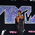 US rapper Megan Thee Stallion arrives for the 2023 MTV Video Music Awards ahead of hosting the 2024 edition of the event