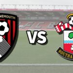 The AFC Bournemouth and Southampton club badges on top of a photo of the Vitality Stadium in Bournemouth, England