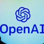 OpenAI logo with person in front