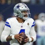 Dak Prescott #4 of the Dallas Cowboys looks to pass ahead of the Ravens vs Cowboys live stream