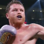 Saul &quot;Canelo&quot; Alvarez of Mexico throws a punch ahead of the Alvarez vs Berlanga live stream