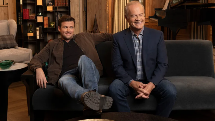 Jack Cutmore-Scott as Freddy Crane and Kelsey Grammer as his father Frasier are at the heart of &quot;Frasier&quot; season 2