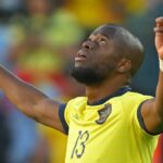 Ecuador's forward Enner Valencia celebrates scoring for Ecuador ahead of the Ecuador vs Paraguay live stream