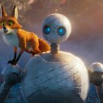 Fink the fox (voiced by Pedro Pascal) and Roz the robot (Lupita Nyong'o) in &quot;The Wild Robot&quot;.