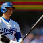 Shohei Ohtani #17 of the Los Angeles Dodgers prepares to bat in the first inning during Game 2 of the NLCS presented by loanDepot between the New York Mets and the Los Angeles Dodgers at Dodger Stadium on Monday, October 14, 2024 in Los Angeles, California.