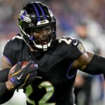 Derrick Henry #22 of the Baltimore Ravens runs the ball in for a touchdown ahead of the Ravens vs Bengals live stream