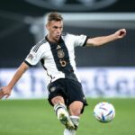 Joshua Kimmich of Germany controls the ball ahead of the Germany vs Netherlands live stream