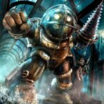 Cover of the first &quot;Bioshock&quot; game with the Big Daddy and Little Sister