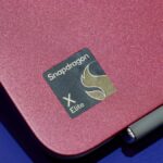 Qualcomm Snapdragon X Elite chip logo on a laptop