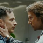 Esteban (Gael Garcia Bernal) and Andy (Diego Luna) (L-R) seen from a side view looking into one another's eyes in Hulu's &quot;La Maquina&quot;