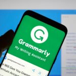 The Grammarly logo on a phone