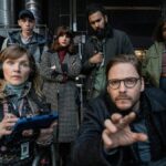 (L-R): Jessica Hynes, Daniel Brühl (front), Isaac Powell, Aya Cash, Himesh Patel, Lolly Adefope (back) for HBO's &quot;The Franchise&quot;