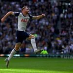 Dejan Kulusevski of Tottenham Hotspur celebrates scoring their teams first goal during the Premier League match between Tottenham Hotspur FC and West Ham United FC ahead of the Tottenham vs AZ Alkmaar live stream