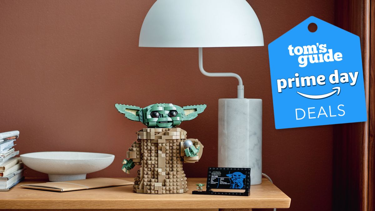 A press still of the assembled Lego Star Wars: The Child set with Tom's Guide's blue Prime Day deals badge in the top right corner