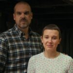 Jim Hopper (David Harbour, left) standing behind Eleven (Millie Bobby Brown) in Netflix's &quot;Stranger Things&quot; season 4