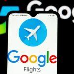 Google Flights logo on Android phone