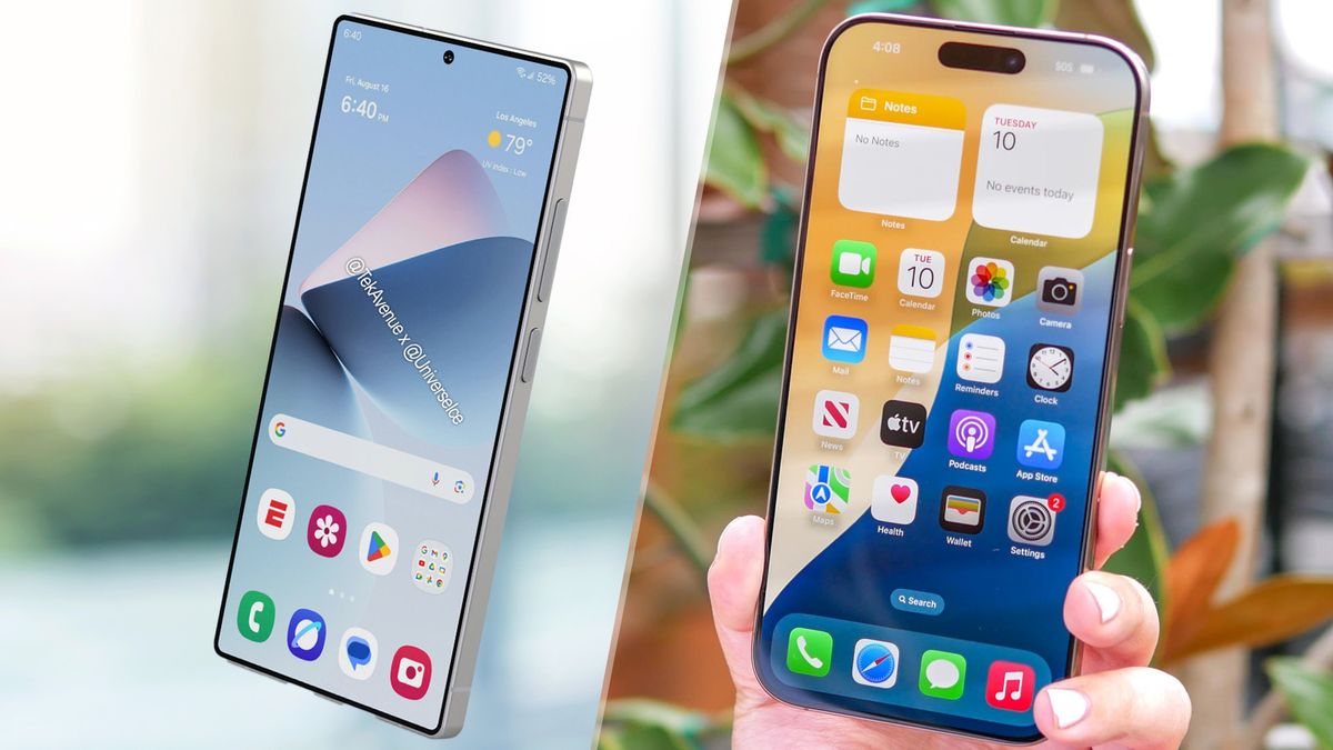 Galaxy S25 Ultra render and iPhone 16 Pro Max.