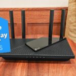 A TP-Link Archer AX55 router with a Tom's Guide Prime Day badge