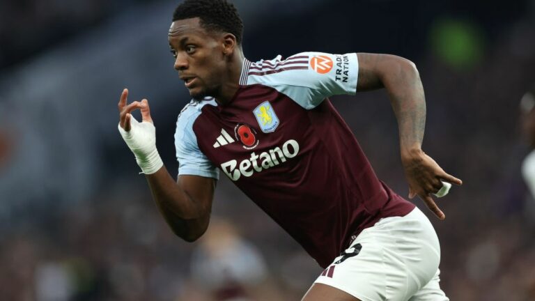 Jhon Duran of Aston Villa during the Premier League match between Tottenham Hotspur FC and Aston Villa FC ahead of the Club Brugge vs Aston Villa live stream