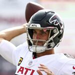 Kirk Cousins #18 of the Atlanta Falcons warms up prior to the Falcons vs Cowboys in Week 9 of the NFL 2024/25 season.