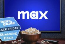 HBO Max screen with popcorn and a TG badge