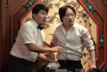 Willis Wu (Jimmy O. Yang) and Fatty Choi (Ronny Chieng) looking shocked in Interior Chinatown