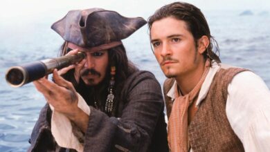 Johnny Depp and Orlando Bloom in &quot;Pirates of the Caribbean: The Curse of the Black Pearl.&quot;