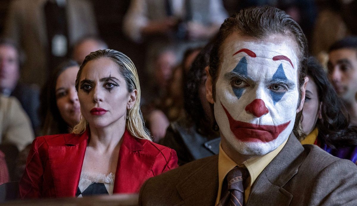 Lady Gaga as Harleen Quinzel and Joaquin Phoenix as Arthur Fleck in Joker: Folie a Deux